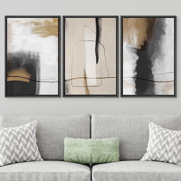 IDEA4WALL Framed Canvas Print Wall Art Set Geometric Line Brown Black idea4wall-framed-canvas-print-wall-art-set-geometric-line-brown-black